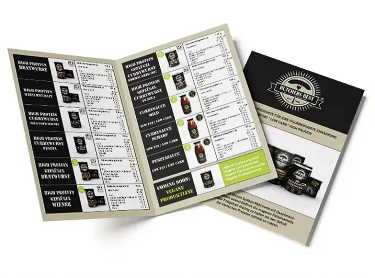 Premium food product brochure featuring packaging design, editorial layout and professional product presentation.