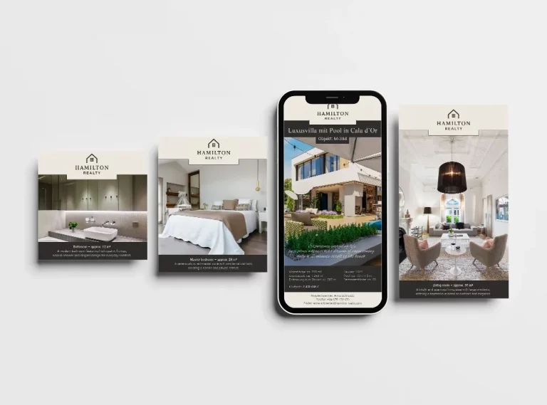 Luxury real estate Instagram content featuring premium property presentation, branding and social media marketing.